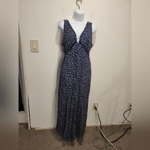 HD in Paris Navy Blue Polka Dot Maxi Jumpsuit